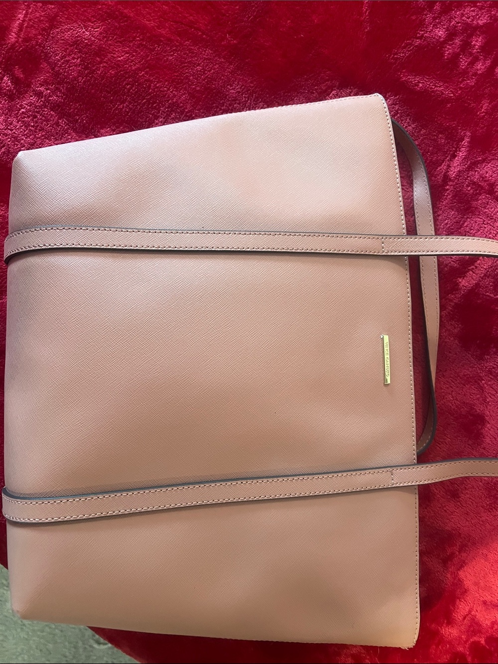 Vince Camuto Blush Pink Saffiano Tote with Gold Logo
